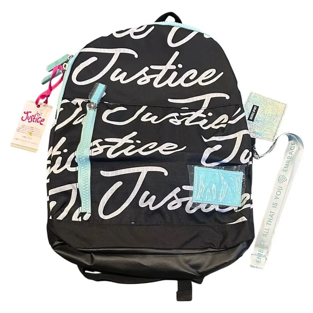 Girls Justice Backpack. School Bag, book bag, New with tags. Black and White